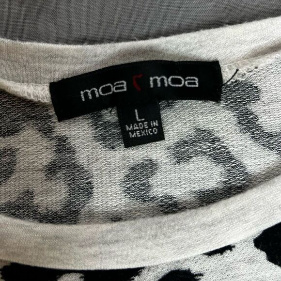 Moa Moa Women's Size Large Heather‎ Gray/Black Animal Print Cropped Top/Blouse - Picture 5 of 12